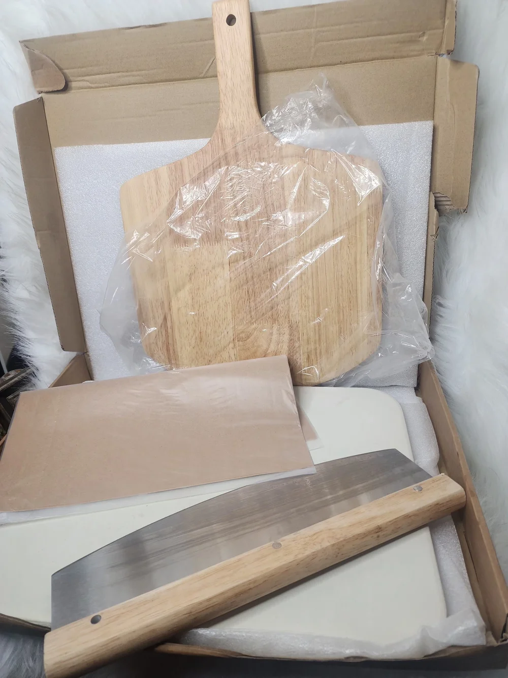 Wooden Pizza Peel and Dough Scraper Set - Natural Wood